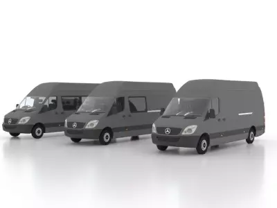 Mercedes Benz Sprinter L3H3 2009 Collection UK 3D Model Pack