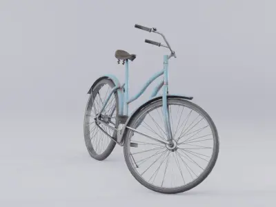 Vintage rusty bicycle Low-poly 3D model