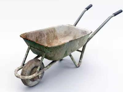 Dirty Wheelbarrow Low-poly 3D model