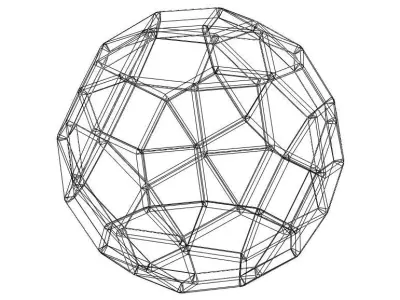 Wireframe Shape Rhombicosidodecahedron 3D print model