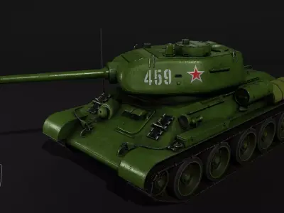 Soviet Medium Tank T-34-85 with D-5T gun Free low-poly 3D model