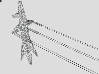 High Voltage Transmission Line Tower Tileable Low-poly 3D model