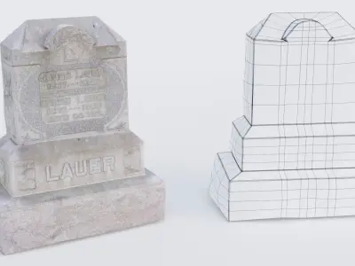 Gravestone Low-poly 3D model 6