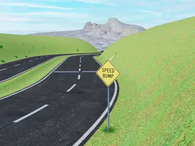 American Road Speed Bump Low-poly 3D model