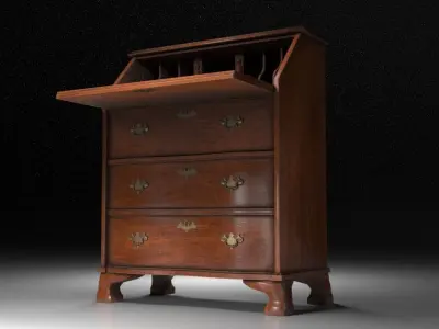 Wood Secretary Desk 3D model
