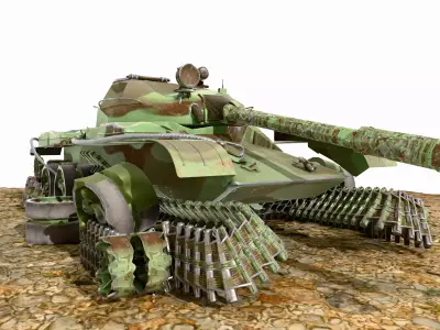 destroyed tank Low-poly 3D model by unityking24