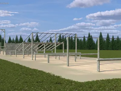 Military Training Obstacles Course Worn 3D model