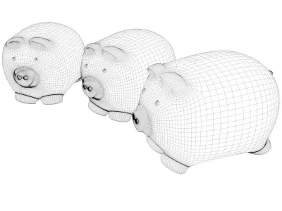Piggy-Bank three colorful piggy bank 3D model