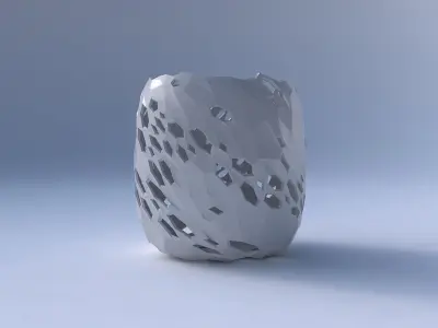 Bowl cylindrical with twisted crystal skin with holes 2 3D model