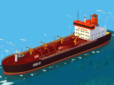 Boat Ship Oil Tanker in ocean Low-poly 3D model