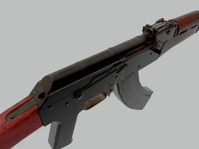 Black AK47 Assault Rifle Game Ready Low-poly 3D model