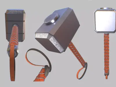 Mjolnir thor hammer Low-poly 3D model