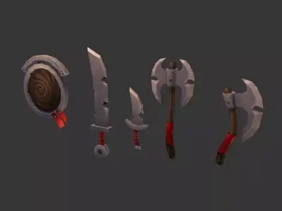 Handpainted Weapon Pack Low-poly 3D model
