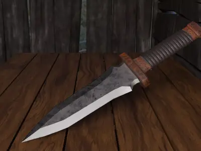 medieval Old Age Dagger game-ready weapon PBR 4k Low-poly 3D model