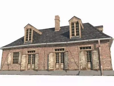 Brick and tile houses in 20th century urban architecture 3D model