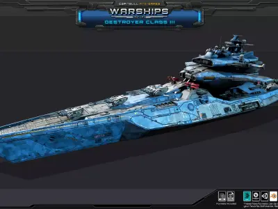 WARSHIPS - Destroyer Class III  Low-poly 3D model