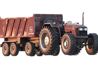 tractor trailer john deere 3D model