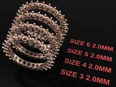 Dainty Infinity Diamond band 2mm Mix Size 3 4 5 6 3D print model