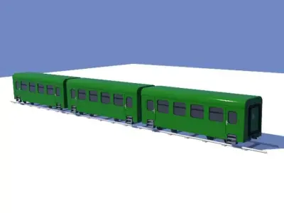 Train three cars Free low-poly 3D model