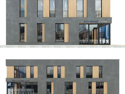 Modern Commercial Building No5 Low-poly 3D model