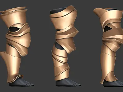 Leg Armor Highpoly and Lowpoly With UVs Vol 2 Low-poly 3D model