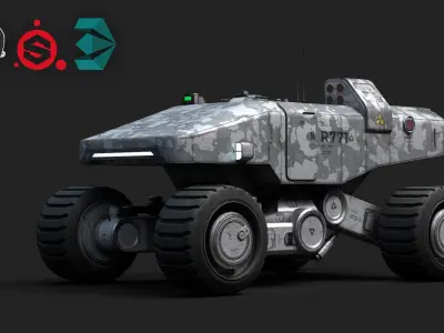 Mars Military Rover Source Files Attached 8K Textures Low-poly 3D model