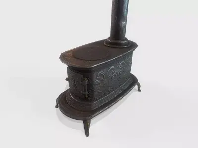 Old Stove cast iron Low-poly 3D model