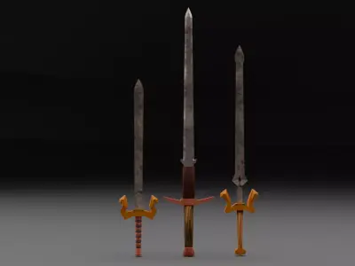 Stylized Low Poly Sword Set Low-poly 3D model