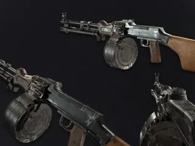 RPD machinegun Low-poly 3D model