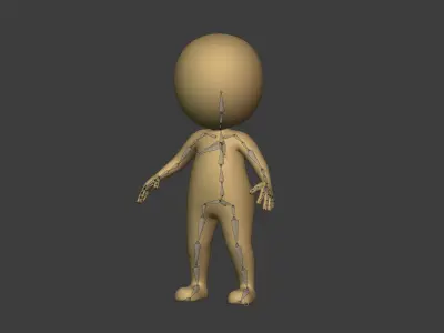 Cartoon Stickman Character with FK and IK Rig -- Man -- Boy 3D model