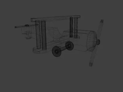 wooden airplane toy Low-poly 3D model