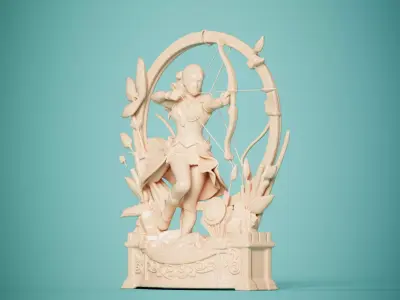 Moon Archer Fantasy Sculpture 3D Print Ready 3D print model