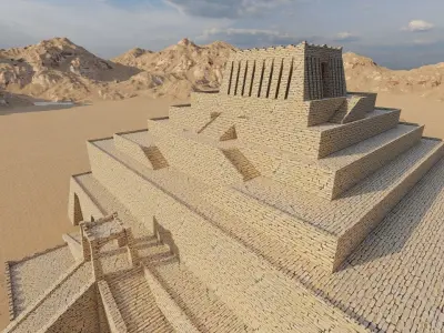 Zigurat ancient pyramid-Ziggurat Temple 3D model 2