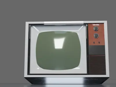 Old nostalgia television mid 20th century Low-poly 3D model