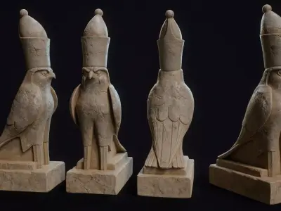 Egyptian Statue Horus Edfu Low-poly 3D model