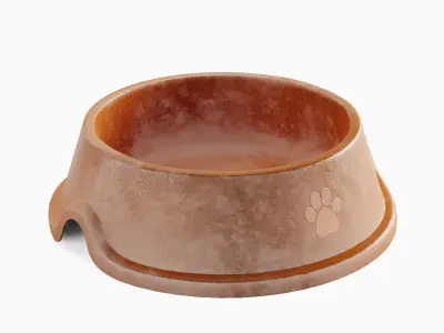 Used Metal Dog Bowl 01 3D model