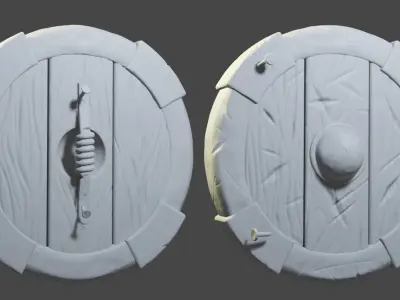 stylized viking Shield Low-poly 3D model purchase