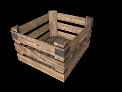 16 Wooden crates Low-poly 3D model