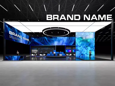 Immersive large-screen exhibition booth design 3D model