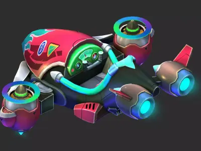 Stylized Low Poly Airplane Pack Hand-Painted 5 Variations Low-poly 3D model