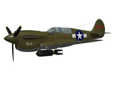 Curtiss P-40N Warhawk 3D model buy