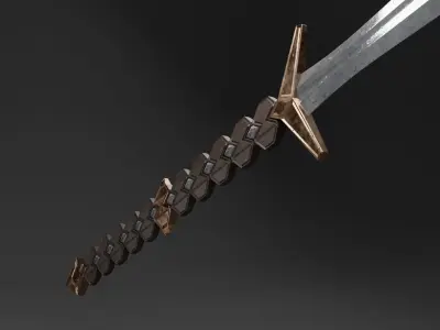 Long handle sword Free low-poly 3D model