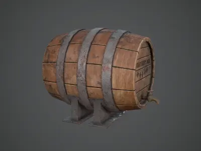 BARREL OLD Game Ready PBR Low-poly 3D model