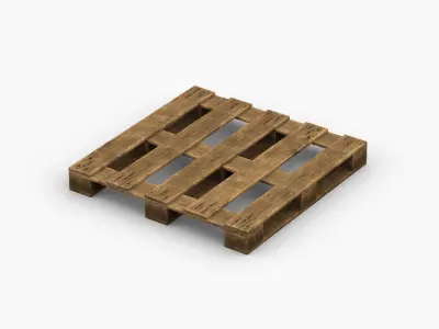 Stack of Wooden Crates on Cargo Pallet Low-poly 3D model