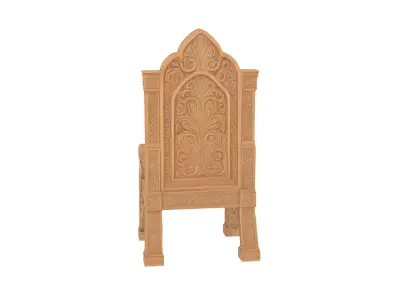 Royal Carved Wooden Throne Chair 3D Model 3D model
