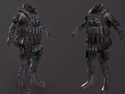 LOWPOLY-AAA MILITARY OUTFIT- GAME READY Low-poly 3D model