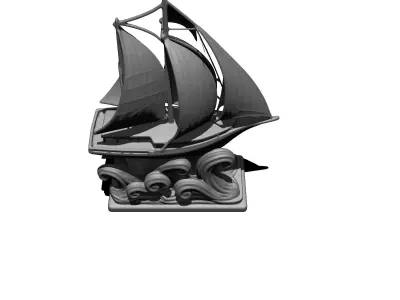 A ship on the waves Free 3D print model