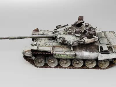 Russian T-90 tank destroyed by Ukrainian army  3D model buy