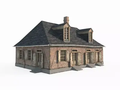 Brick and tile houses in 20th century urban architecture 3D model