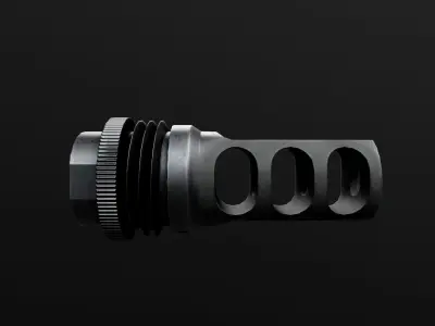 SilencerCo Harvester 338 Suppressor and ASR Muzzle Brake Low-poly 3D model